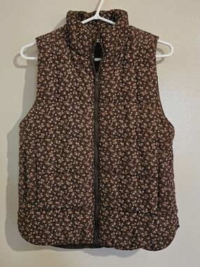 Staccato Brown Floral Quilted Puffer Vest